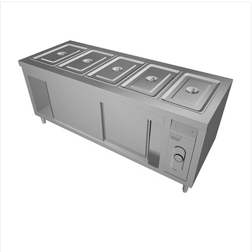 商用不锈钢厨房设备五格保温售菜台带移门柜